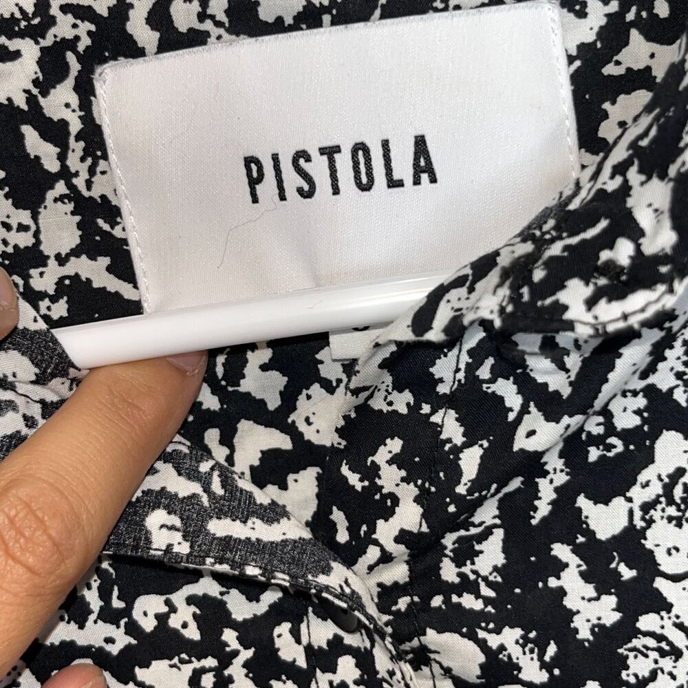 Pistola Sam Black and White Cotton Floral Long Sleeve Shirt Dress Small S - Picture 5 of 9